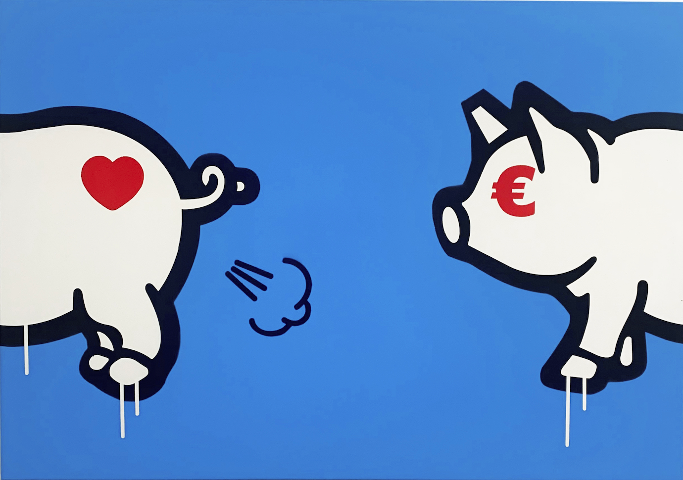 Porca Mis€ria - two pigs on canvas 70x100 cm