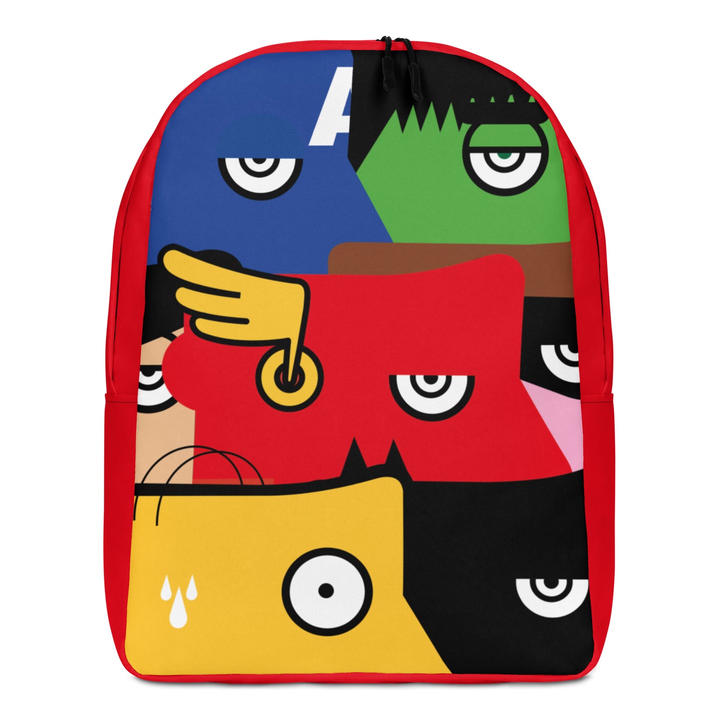 "We are all Superheroes" (Captain America, Spiderman, Flash, Thor, Batman, Wonder Woman, Iron man) Red Zaino Backpack
