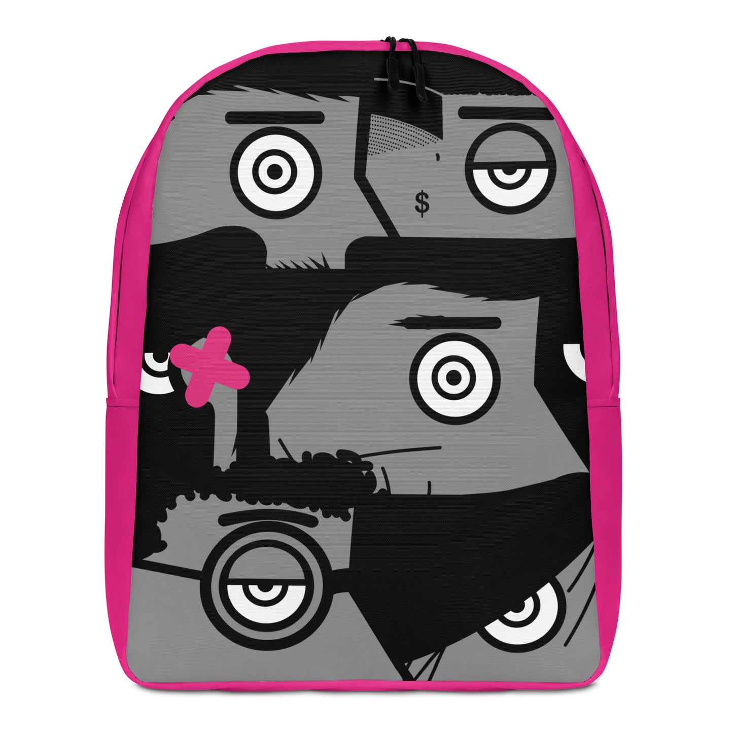 "I want to be an artist" (Hirst, Basquiat, Blek Le Rat, Van Gogh, Banksy, Warhol, Haring - portraits) Magenta version backpack backpack