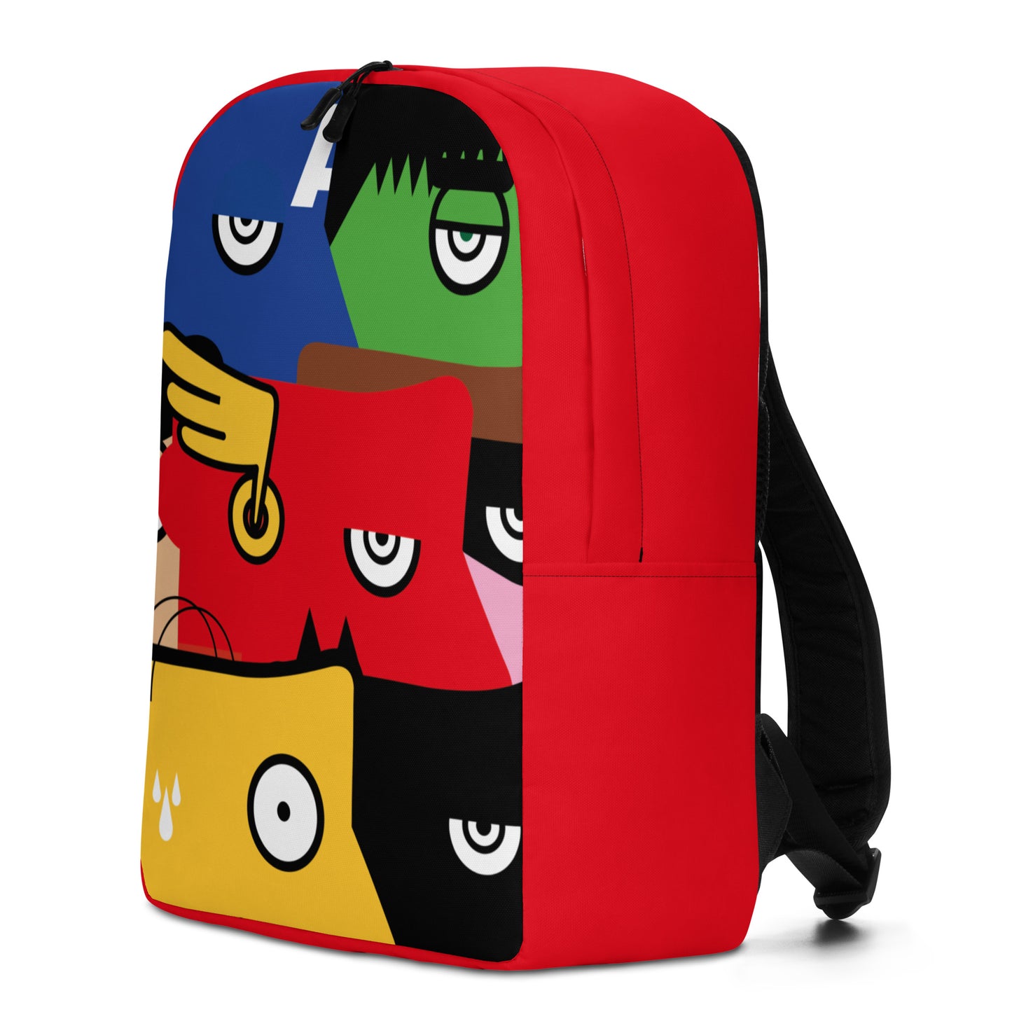 "We are all Superheroes" (Captain America, Spiderman, Flash, Thor, Batman, Wonder Woman, Iron man) Red Zaino Backpack