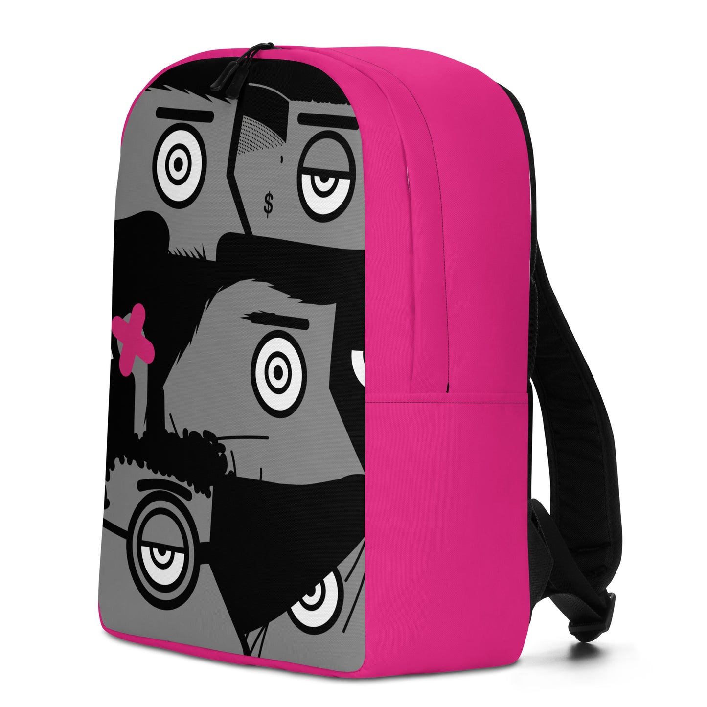 "I want to be an artist" (Hirst, Basquiat, Blek Le Rat, Van Gogh, Banksy, Warhol, Haring - portraits) Magenta version backpack backpack