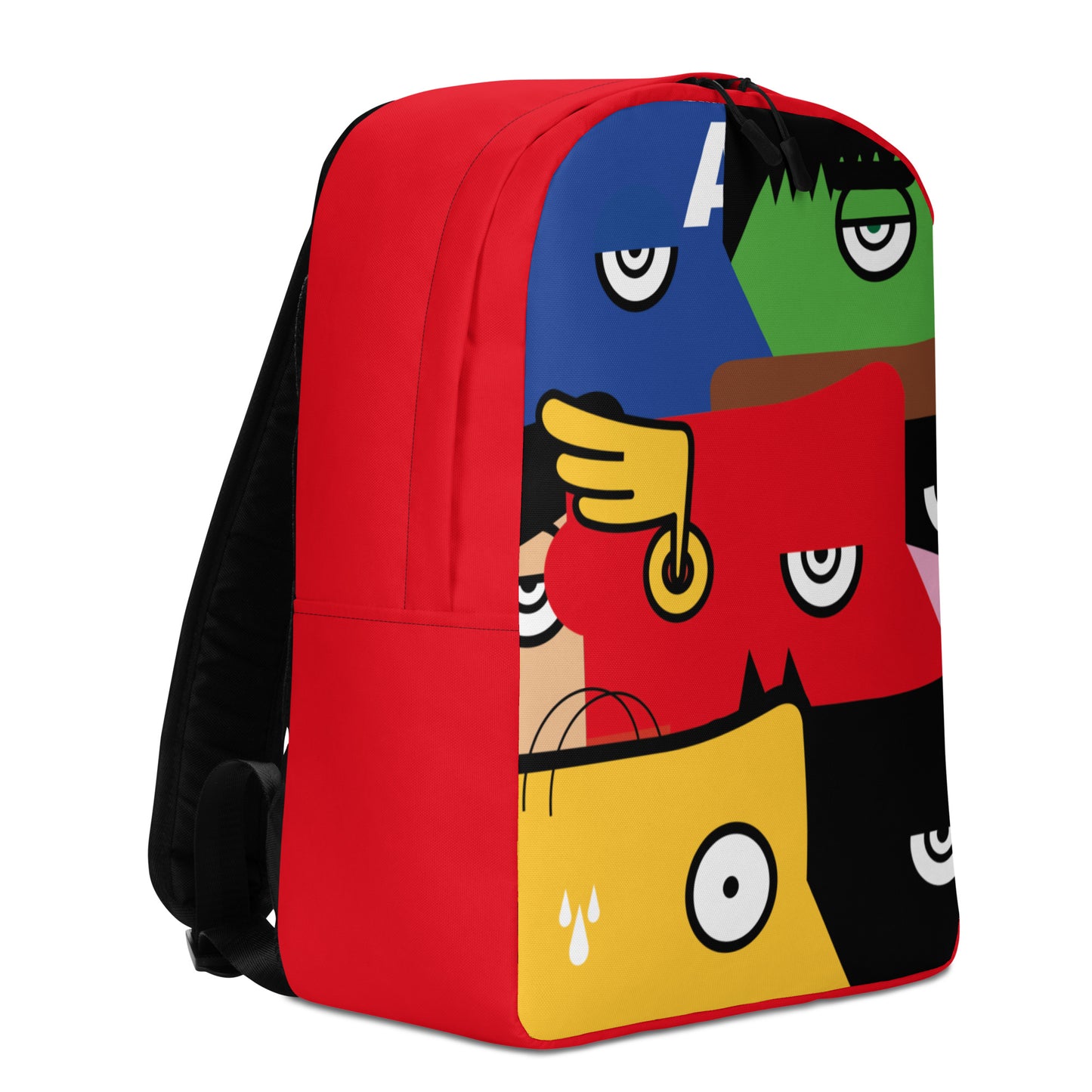 "We are all Superheroes" (Captain America, Spiderman, Flash, Thor, Batman, Wonder Woman, Iron man) Red Zaino Backpack