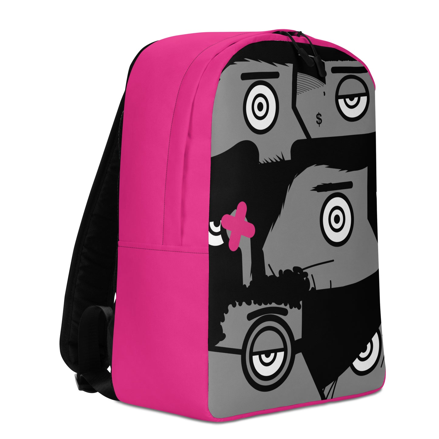 "I want to be an artist" (Hirst, Basquiat, Blek Le Rat, Van Gogh, Banksy, Warhol, Haring - portraits) Magenta version backpack backpack