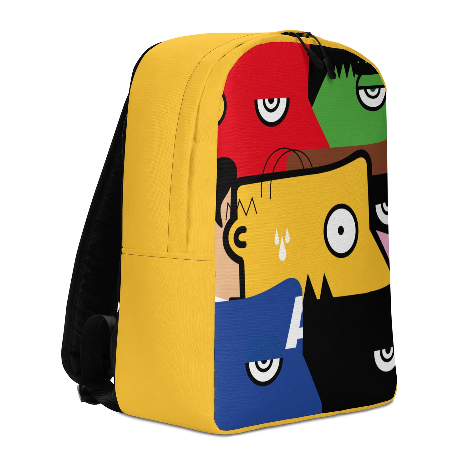"Nous sommes tous des super-héros" (Homer Simpson, Batman & Robin, Hulk, Captain America, Flash, Superman) yellow version Rucksack Backpack