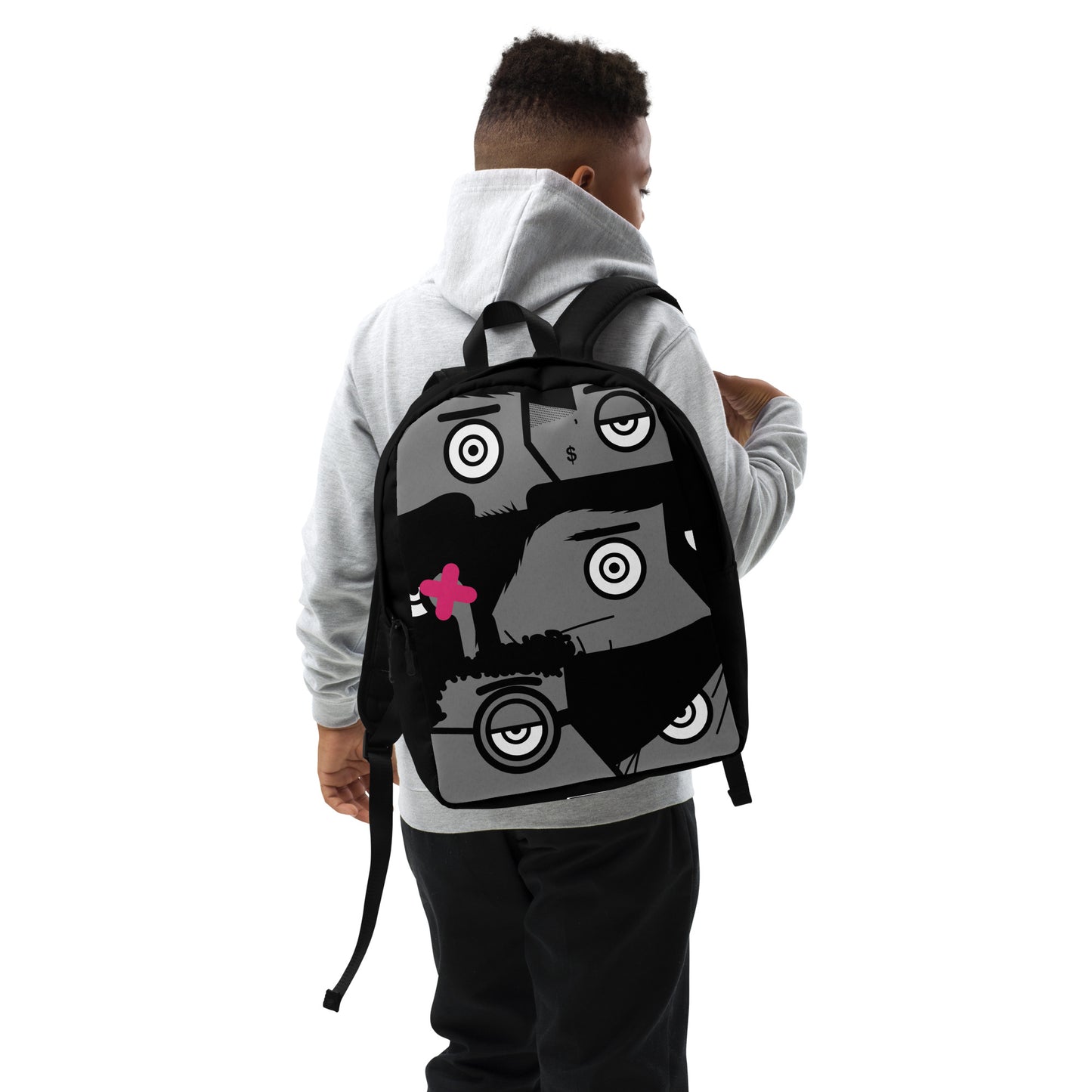 "I want to be an artist" (Hirst, Basquiat, Blek Le Rat, Van Gogh, Banksy, Warhol, Haring - portraits) Black version backpack backpack