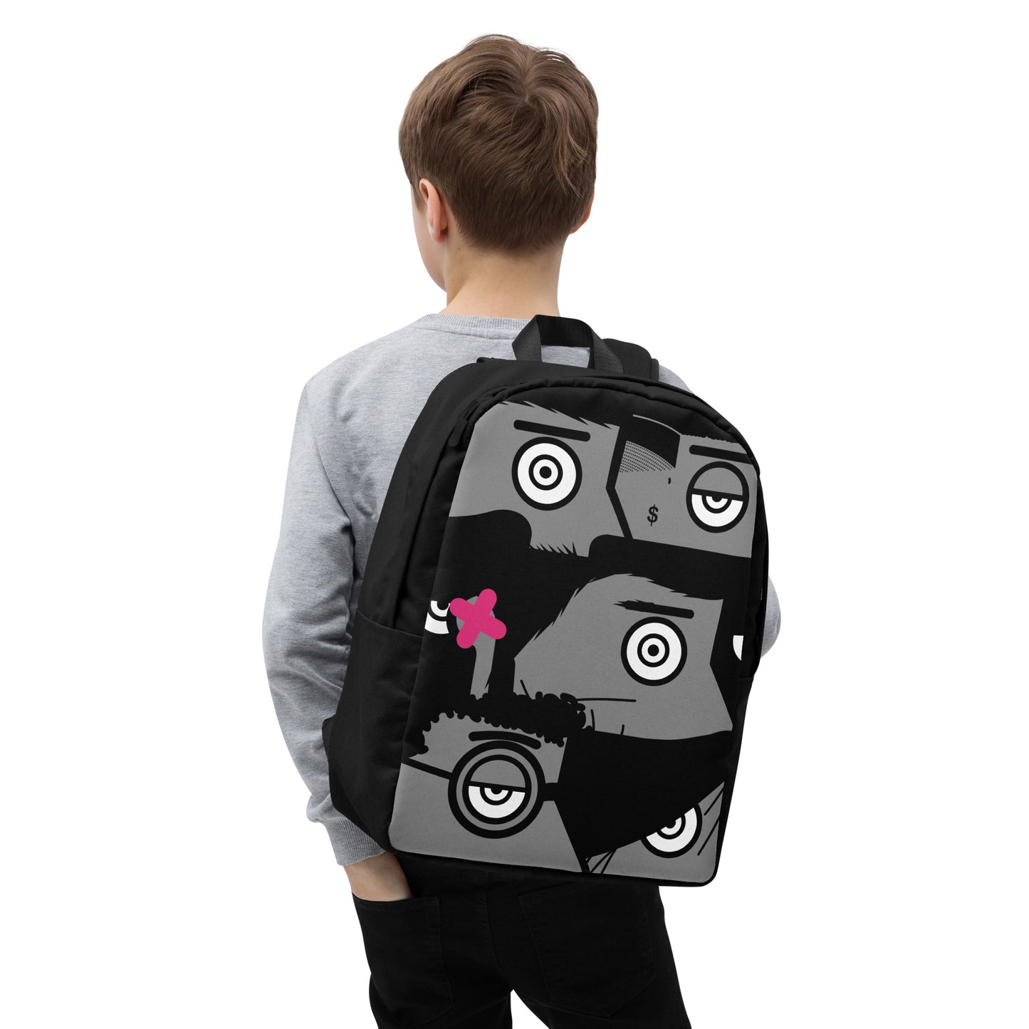 "I want to be an artist" (Hirst, Basquiat, Blek Le Rat, Van Gogh, Banksy, Warhol, Haring - portraits) Black version backpack backpack