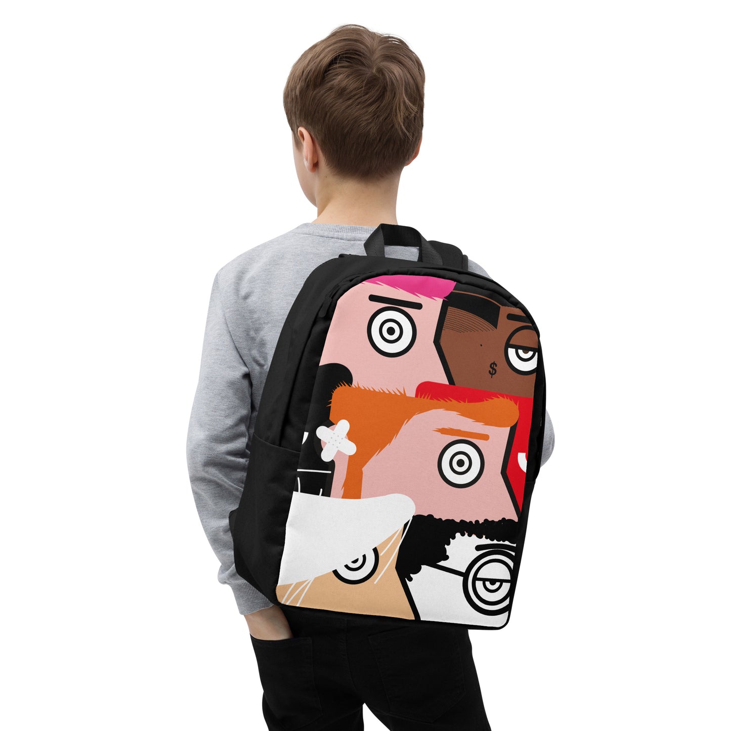 "I want to be an artist" (Hirst, Basquiat, Blek Le Rat, Van Gogh, Banksy, Warhol, Haring - portraits) black version backpack backpack