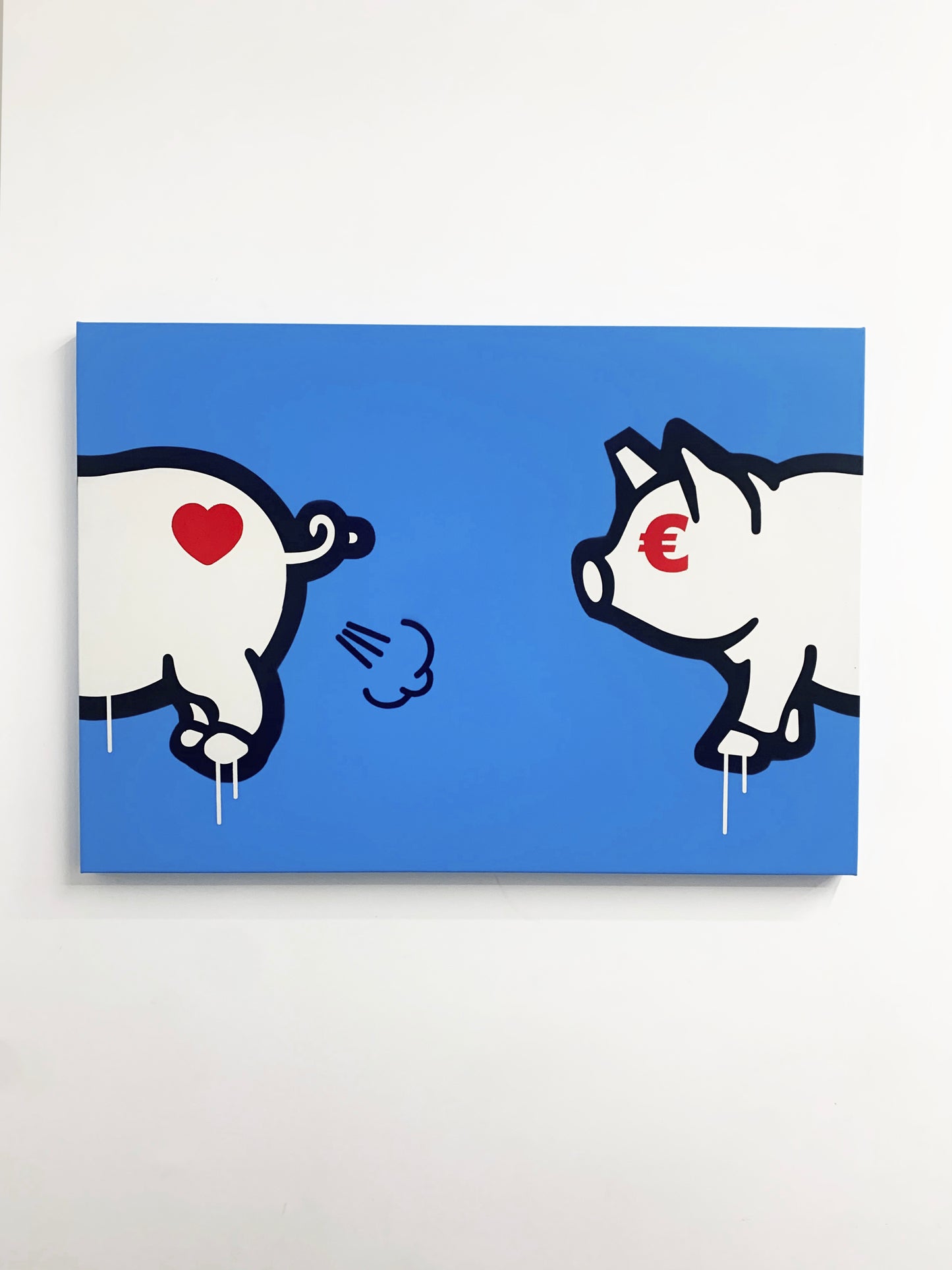 Porca Mis€ria - two pigs on canvas 70x100 cm