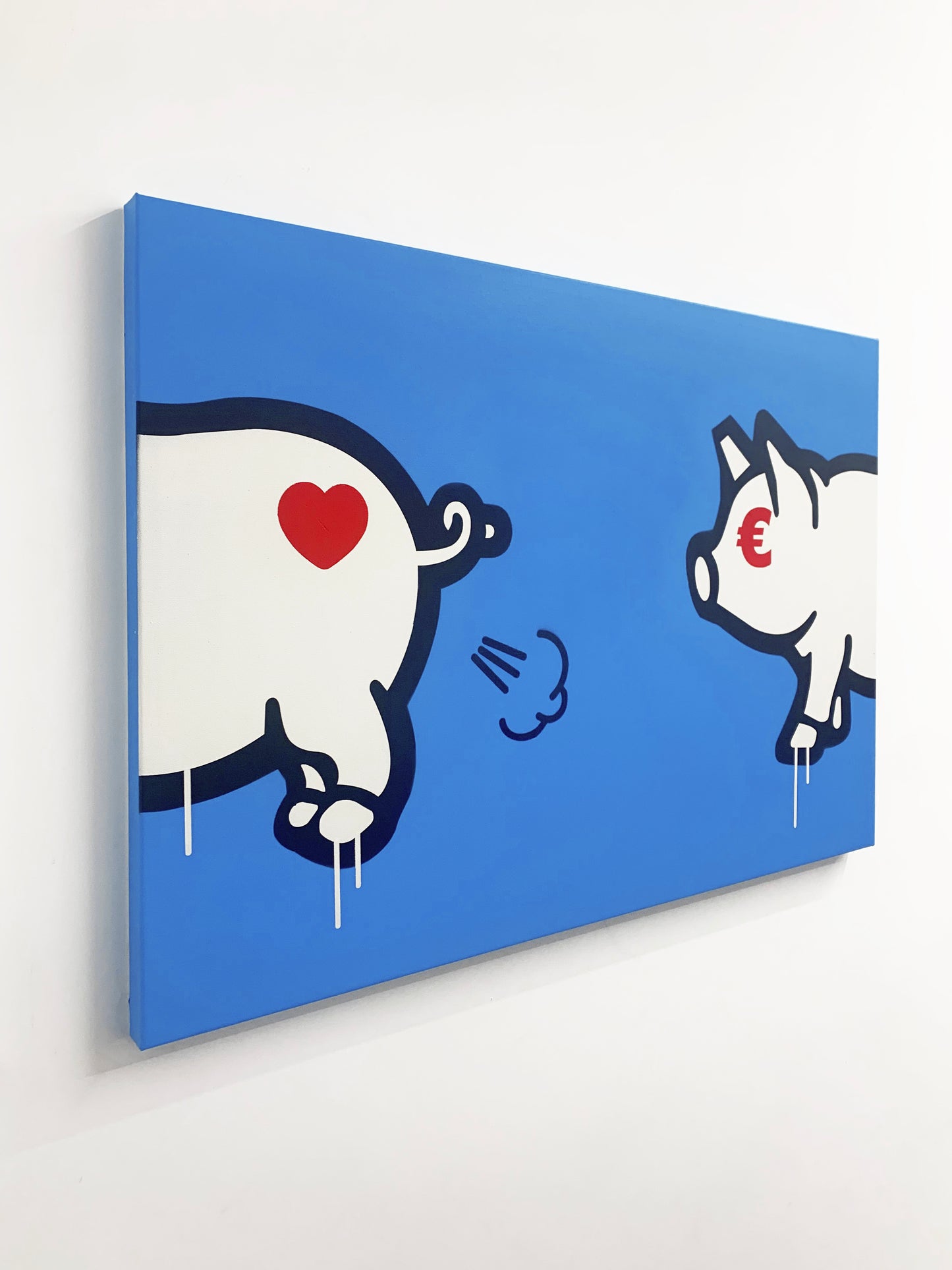 Porca Mis€ria - two pigs on canvas 70x100 cm