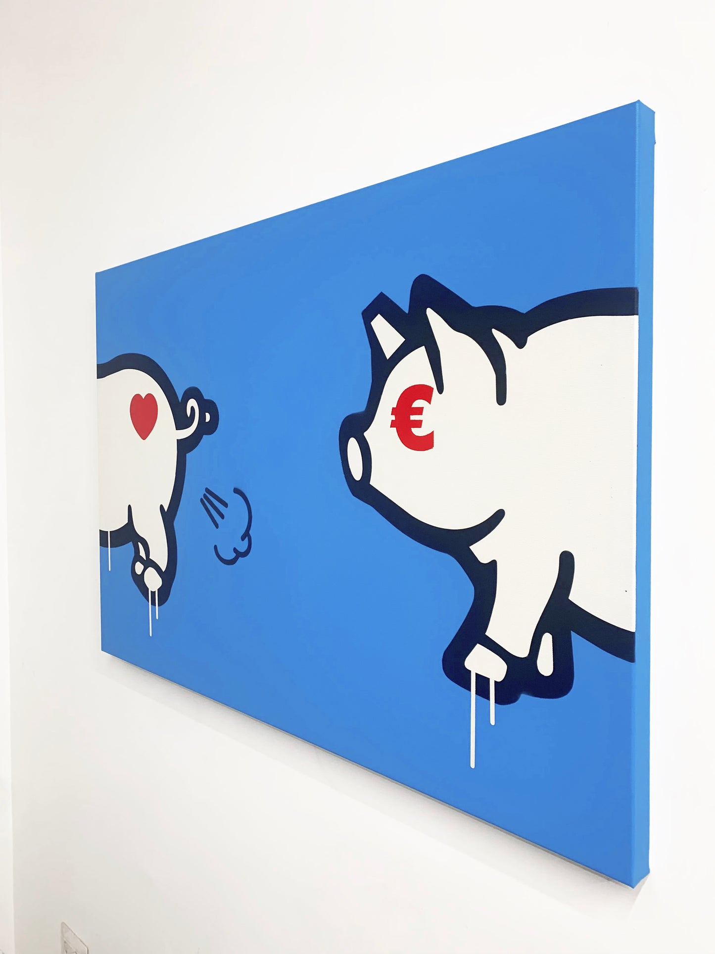 Porca Mis€ria - two pigs on canvas 70x100 cm