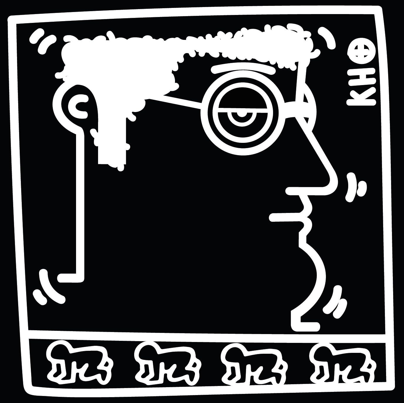 Radiant baby (Keith Haring - Portrait) black and White version