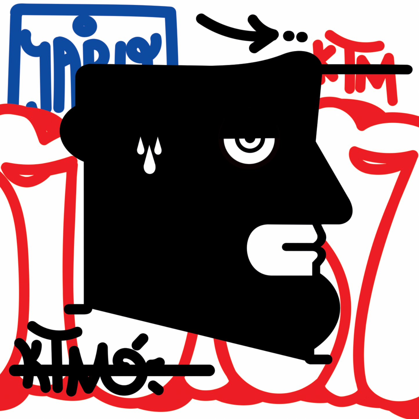 Graffiti is not street art (IABO self-portrait) + Untitled (K.Haring portrait) 2 pieces