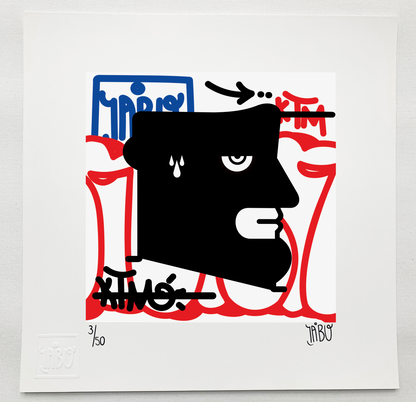 Graffiti is not street art (IABO self-portrait) + Untitled (K.Haring portrait) 2 pieces