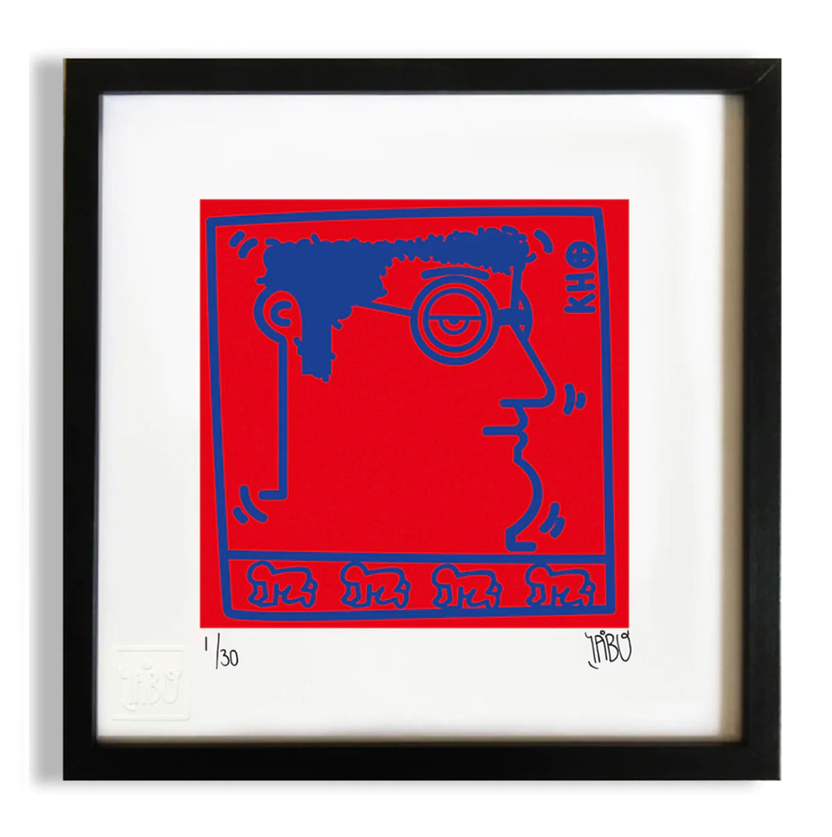 Untitled (K. Haring - Portrait) Red and blue