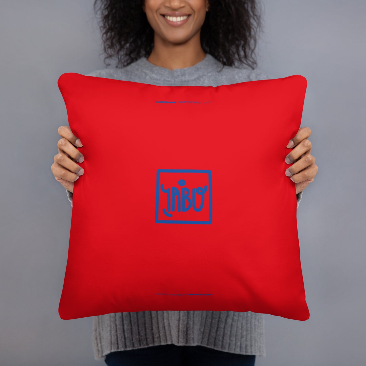 "Untitled" (K. Haring - portrait) red and blue soft pillow