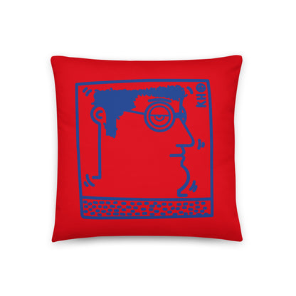 "Untitled" (K. Haring - portrait) red and blue soft pillow