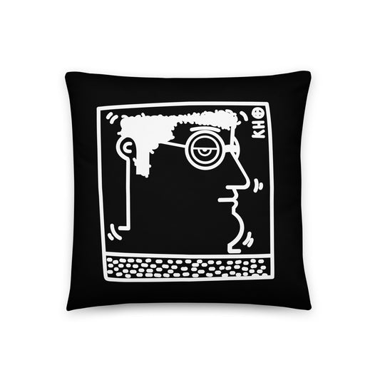 "Untitled" (K. Haring - portrait) Black and white soft pillow