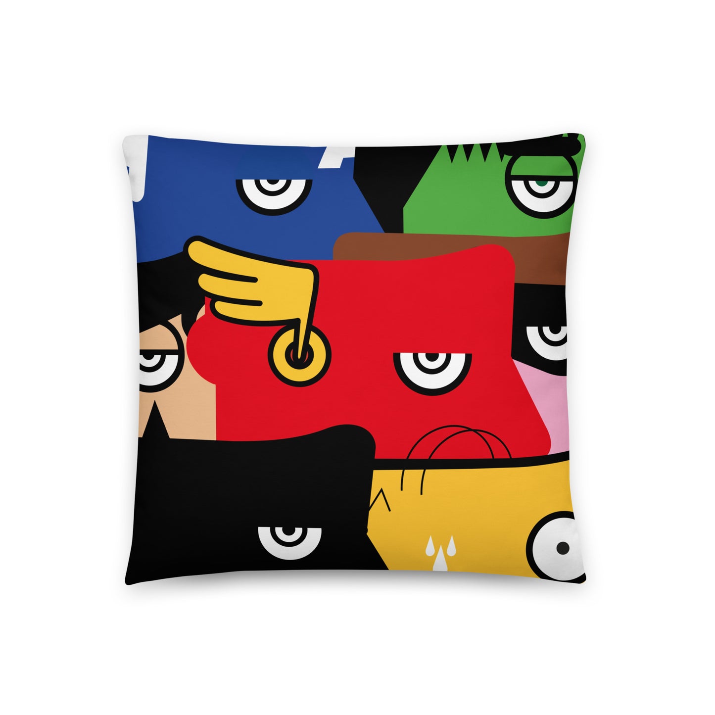 "Nous sommes tous des super-héros" (Homer Simpson, Batman & Robin, Hulk, Captain America, Flash, Superman) Soft pillow