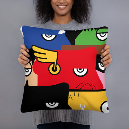 "Nous sommes tous des super-héros" (Homer Simpson, Batman & Robin, Hulk, Captain America, Flash, Superman) Soft pillow