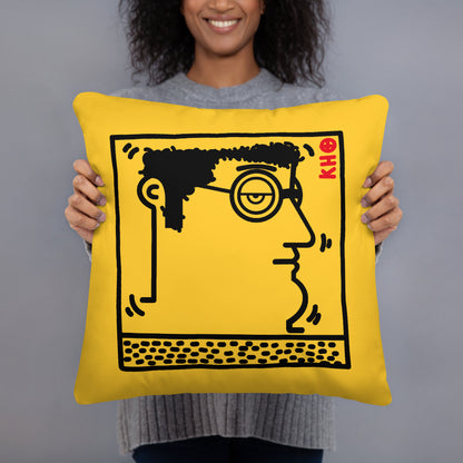 "Untitled" (K. Haring - portrait) Black and whites oft pillow