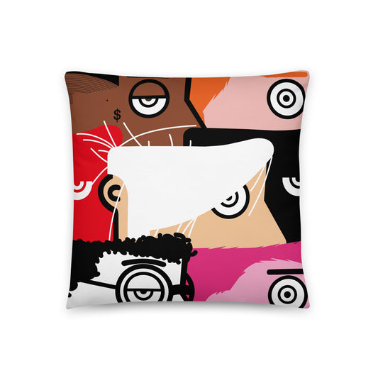 "I want to be an artist" (Hirst, Basquiat, Blek Le Rat, Van Gogh, Banksy, Warhol, Haring - portraits) - Soft Pillow