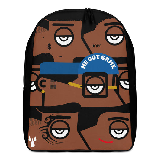 "He got game" (Spike Lee, Basquiat, Tyson, Obama, Ali, Luther King, Denzel Washington) - Black version Zaino Backpack