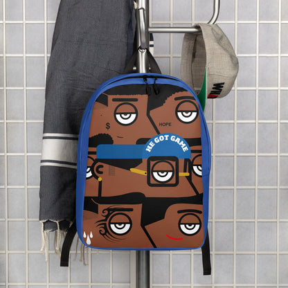 "He got game" (Spike Lee, Basquiat, Tyson, Obama, Ali, Luther King, Denzel Washington) - Bleu version Zaino Backpack