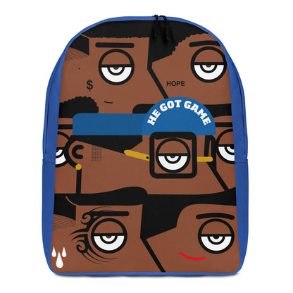 "He got game" (Spike Lee, Basquiat, Tyson, Obama, Ali, Luther King, Denzel Washington) - Bleu version Zaino Backpack