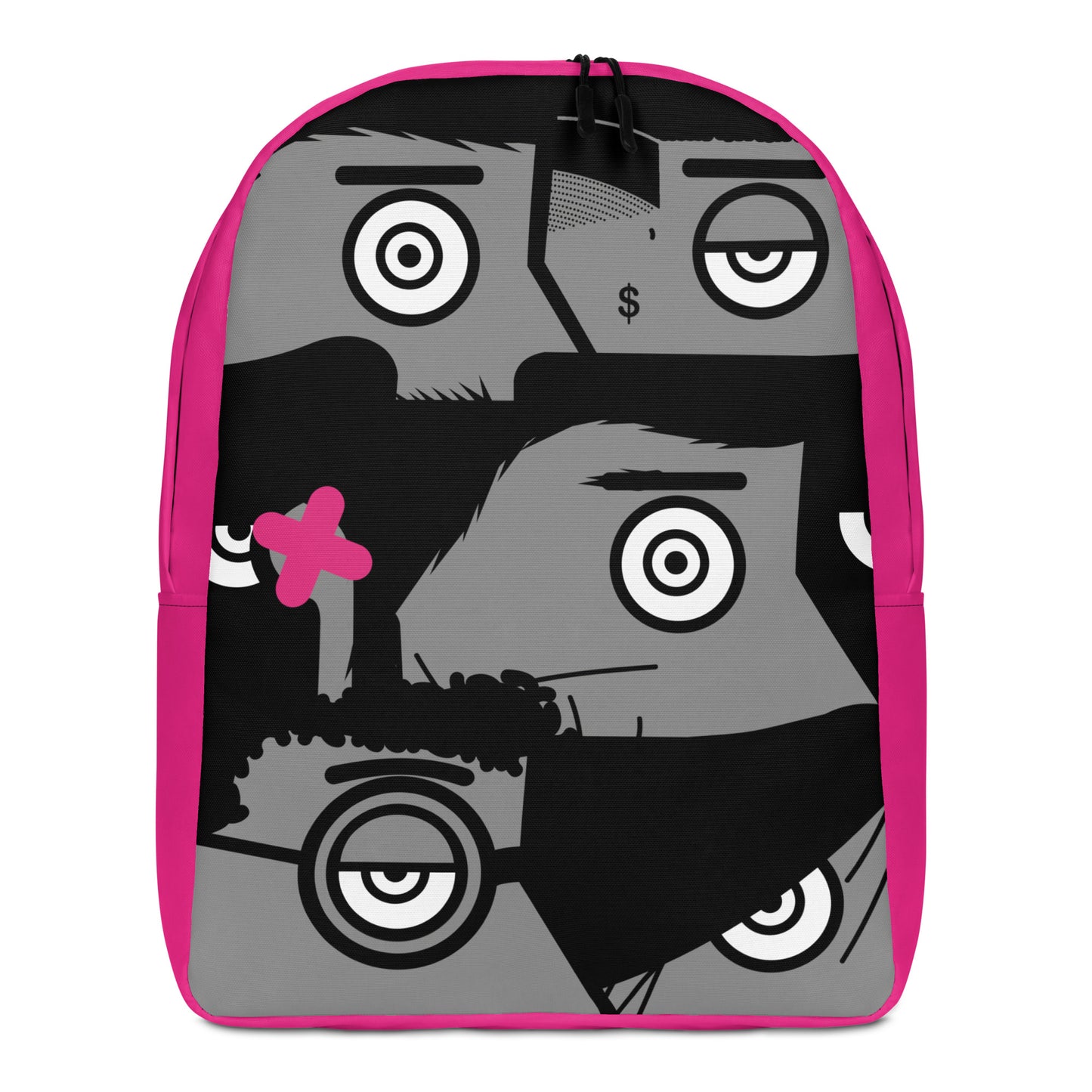 "I want to be an artist" (Hirst, Basquiat, Blek Le Rat, Van Gogh, Banksy, Warhol, Haring - portraits) Magenta version zaino backpack