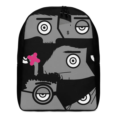 "I want to be an artist" (Hirst, Basquiat, Blek Le Rat, Van Gogh, Banksy, Warhol, Haring - portraits) Black version zaino backpack