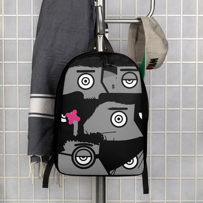 "I want to be an artist" (Hirst, Basquiat, Blek Le Rat, Van Gogh, Banksy, Warhol, Haring - portraits) Black version zaino backpack