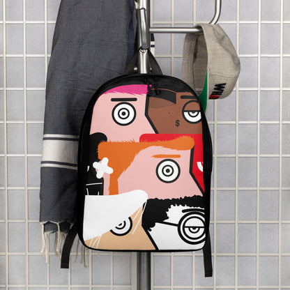 "I want to be an artist" (Hirst, Basquiat, Blek Le Rat, Van Gogh, Banksy, Warhol, Haring - portraits) black version zaino backpack