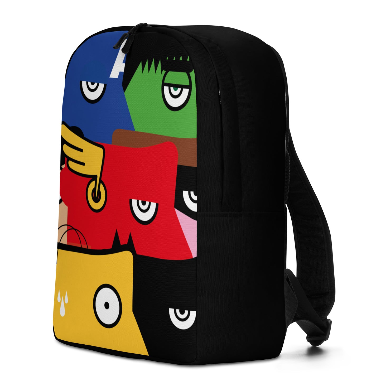 "Siamo tutti Supereroi" (Captain America, Spiderman, Flash, Thor, Batman, Wonder Woman, Iron man) black version - zaino backpack