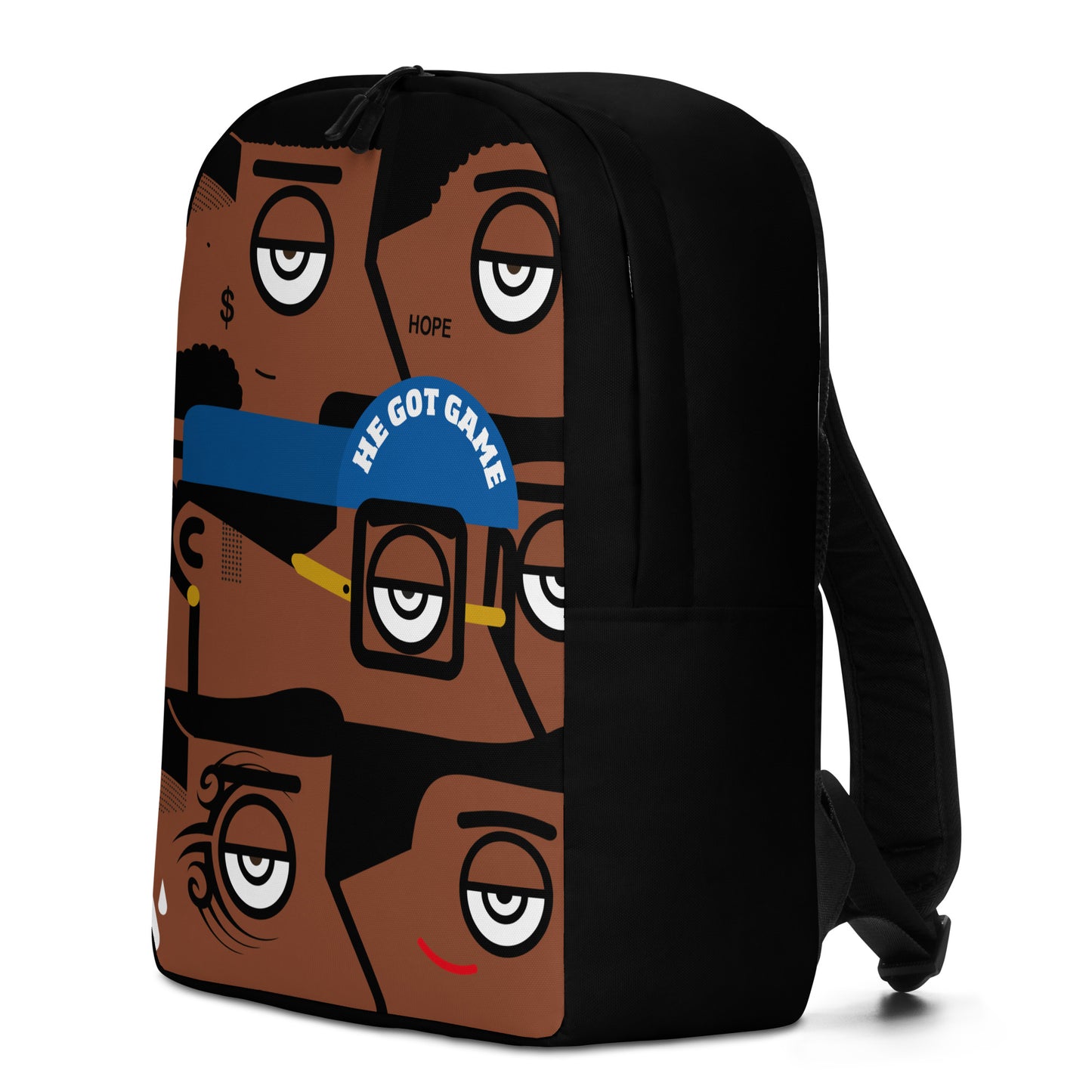 "He got game" (Spike Lee, Basquiat, Tyson, Obama, Ali, Luther King, Denzel Washington) - Black version Zaino Backpack