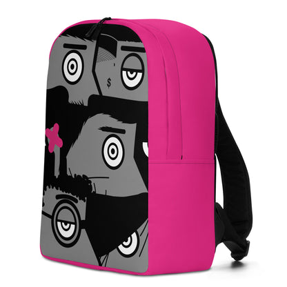 "I want to be an artist" (Hirst, Basquiat, Blek Le Rat, Van Gogh, Banksy, Warhol, Haring - portraits) Magenta version zaino backpack