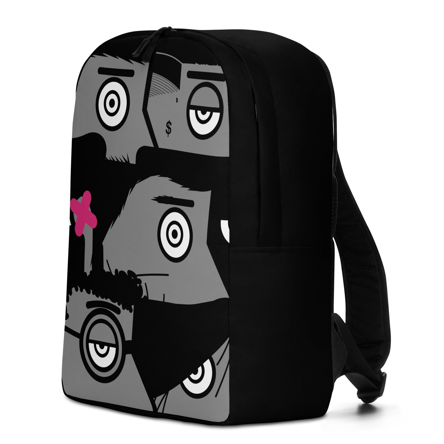 "I want to be an artist" (Hirst, Basquiat, Blek Le Rat, Van Gogh, Banksy, Warhol, Haring - portraits) Black version zaino backpack