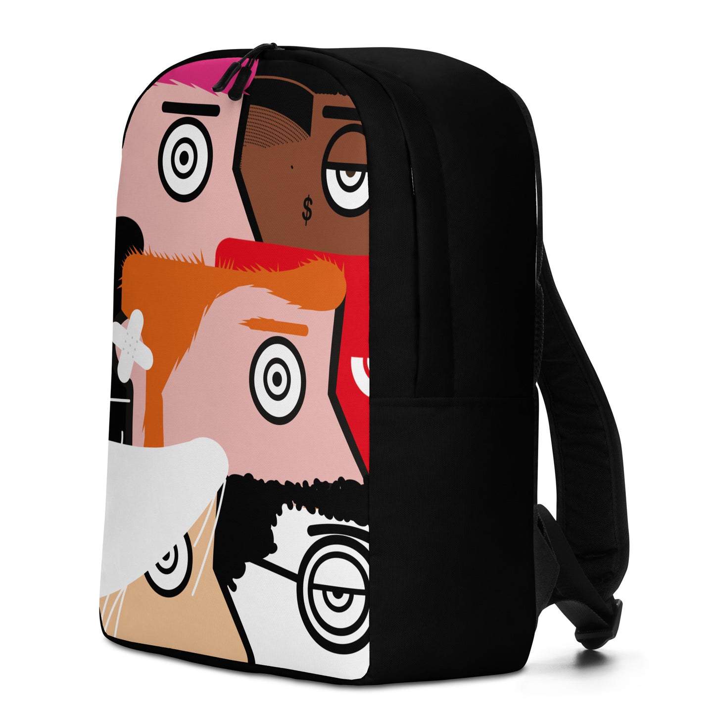 "I want to be an artist" (Hirst, Basquiat, Blek Le Rat, Van Gogh, Banksy, Warhol, Haring - portraits) black version zaino backpack