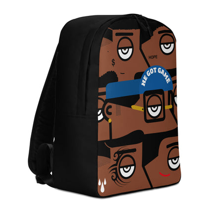 "He got game" (Spike Lee, Basquiat, Tyson, Obama, Ali, Luther King, Denzel Washington) - Black version Zaino Backpack