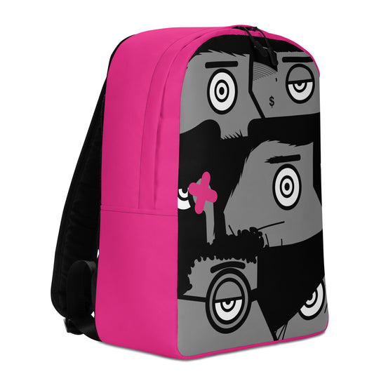 "I want to be an artist" (Hirst, Basquiat, Blek Le Rat, Van Gogh, Banksy, Warhol, Haring - portraits) Magenta version zaino backpack