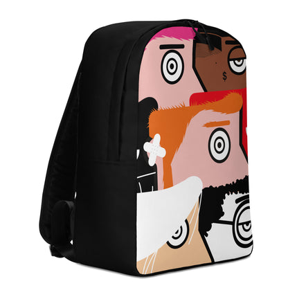 "I want to be an artist" (Hirst, Basquiat, Blek Le Rat, Van Gogh, Banksy, Warhol, Haring - portraits) black version zaino backpack