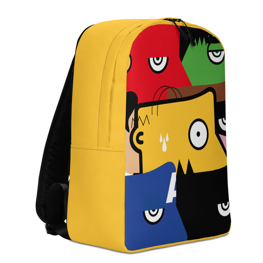 "Nous sommes tous des super-héros" (Homer Simpson, Batman & Robin, Hulk, Captain America, Flash, Superman) yellow version Zaino Backpack