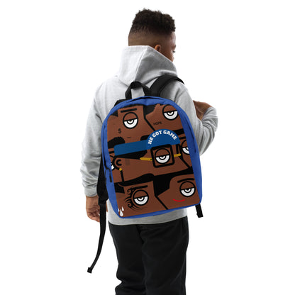 "He got game" (Spike Lee, Basquiat, Tyson, Obama, Ali, Luther King, Denzel Washington) - Bleu version Zaino Backpack