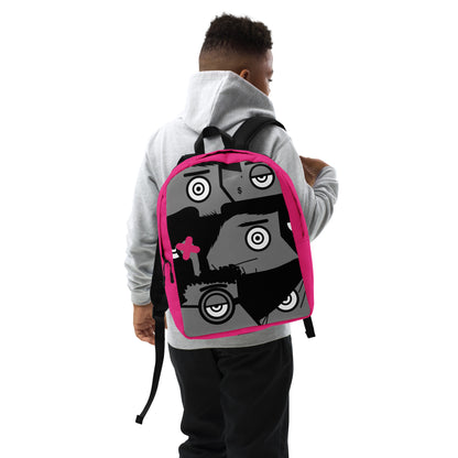 "I want to be an artist" (Hirst, Basquiat, Blek Le Rat, Van Gogh, Banksy, Warhol, Haring - portraits) Magenta version zaino backpack