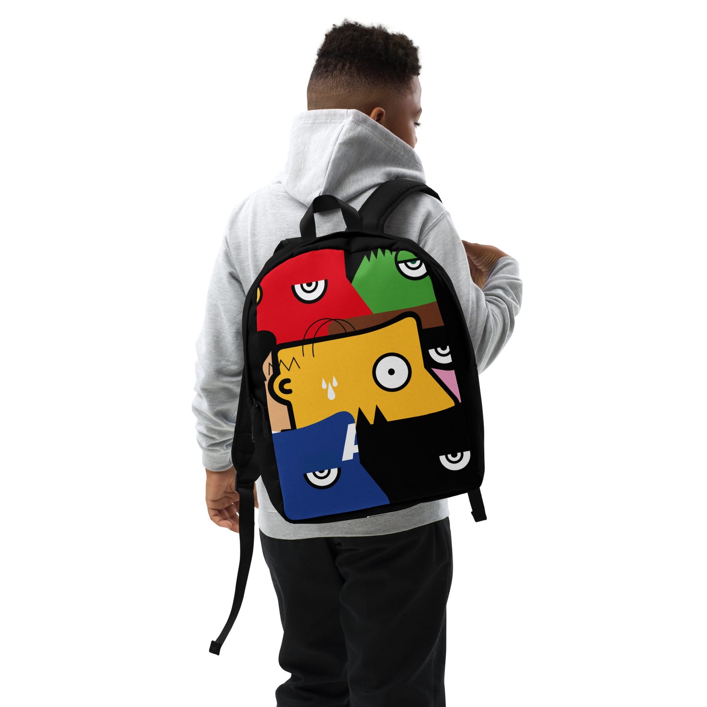 "Nous sommes tous des super-héros" (Homer Simpson, Batman & Robin, Hulk, Captain America, Flash, Superman) Black version Zaino backpack