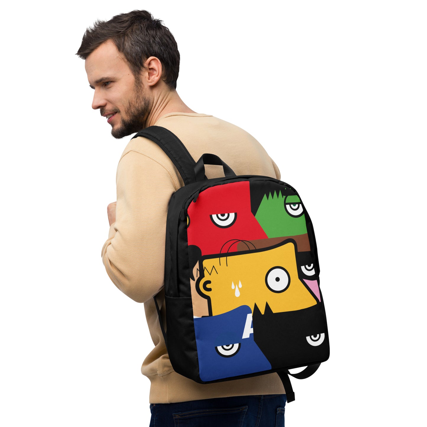 "Nous sommes tous des super-héros" (Homer Simpson, Batman & Robin, Hulk, Captain America, Flash, Superman) Black version Zaino backpack