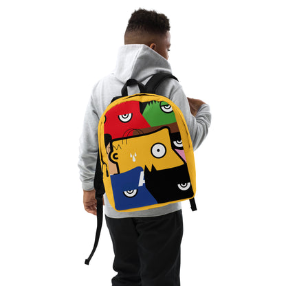 "Nous sommes tous des super-héros" (Homer Simpson, Batman & Robin, Hulk, Captain America, Flash, Superman) yellow version Zaino Backpack