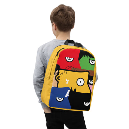 "Nous sommes tous des super-héros" (Homer Simpson, Batman & Robin, Hulk, Captain America, Flash, Superman) yellow version Zaino Backpack