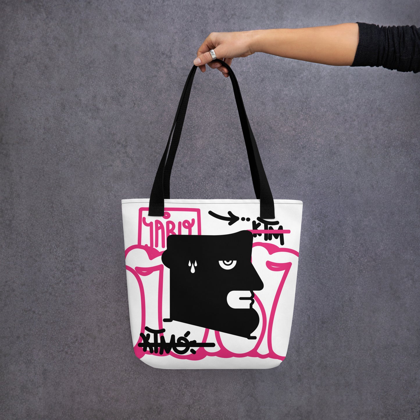 "Graffiti is not street art" (IABO self-portrait) magenta - Tote bag