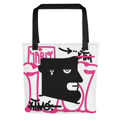 "Graffiti is not street art" (IABO self-portrait) magenta - Tote bag