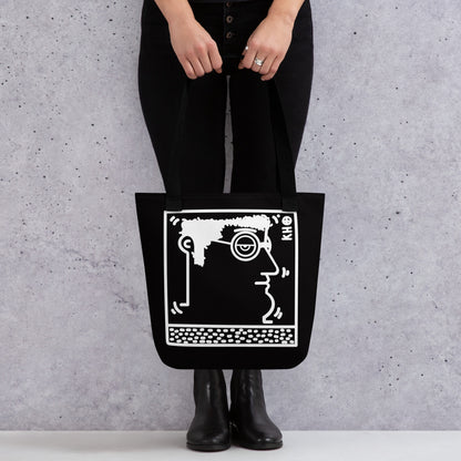 "Untitled" (Haring-portrait) black and white - tote bag